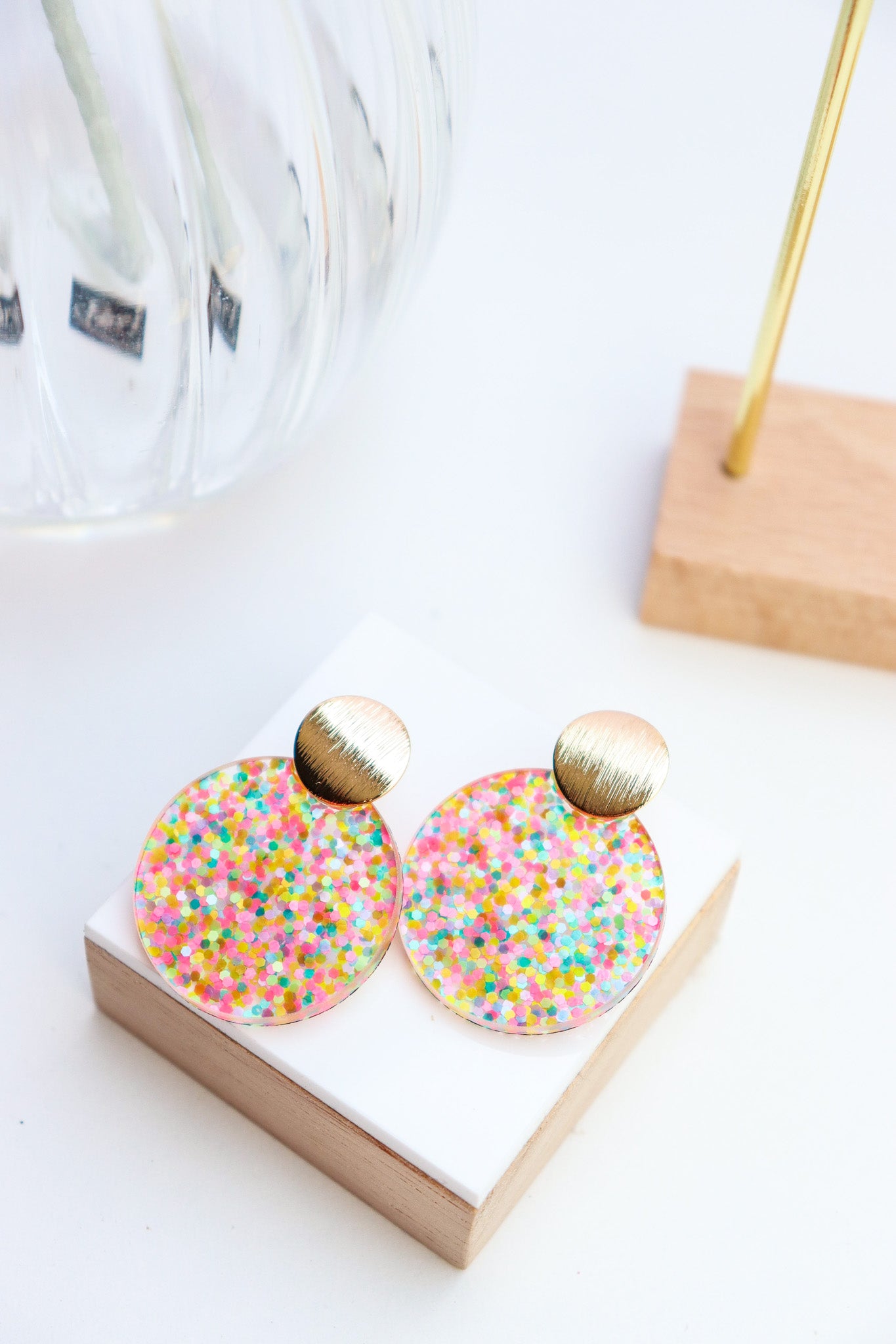 Boucles d'oreilles Béa acrylique pailleté
