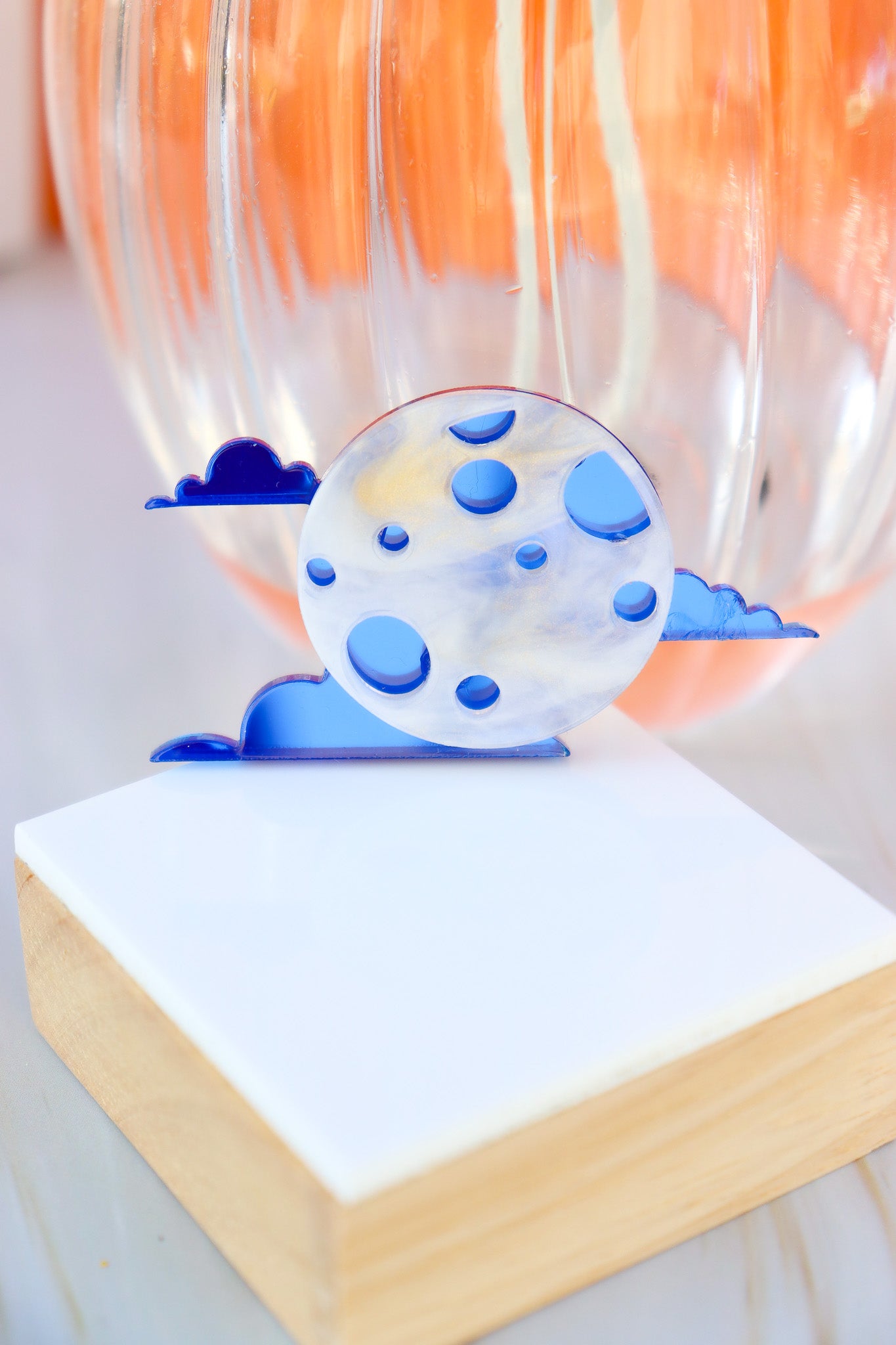 Broche Lune et nuages