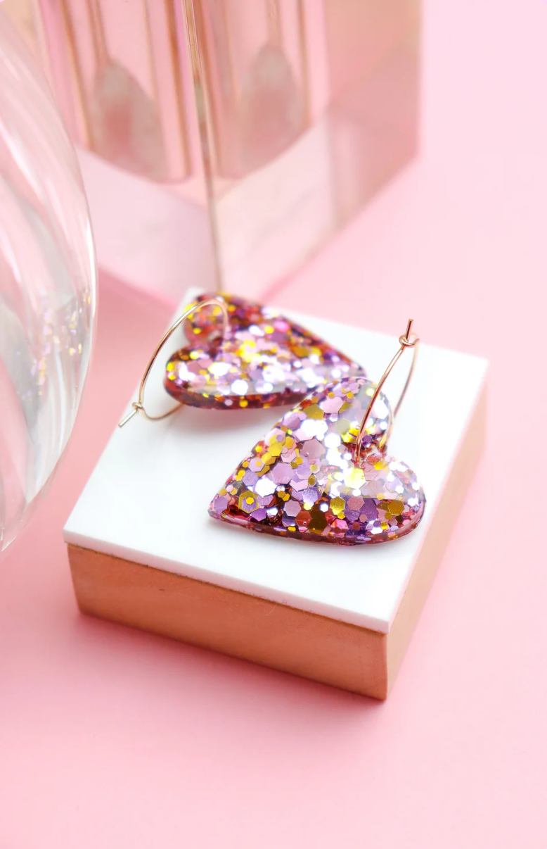 Boucles d'oreilles Mimi Résine à Paillettes