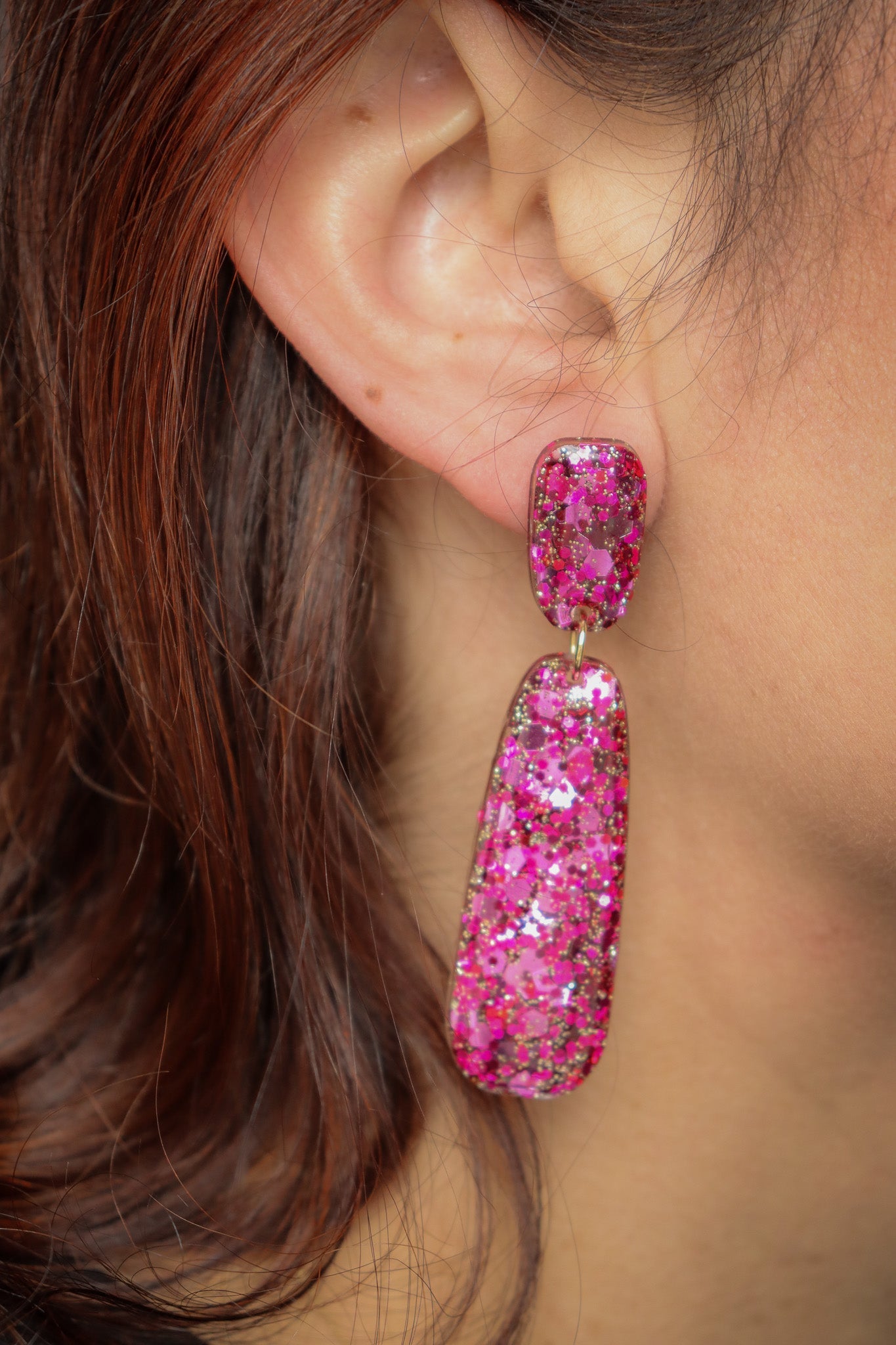 Boucles d'oreilles Gwen Résine Pailletée