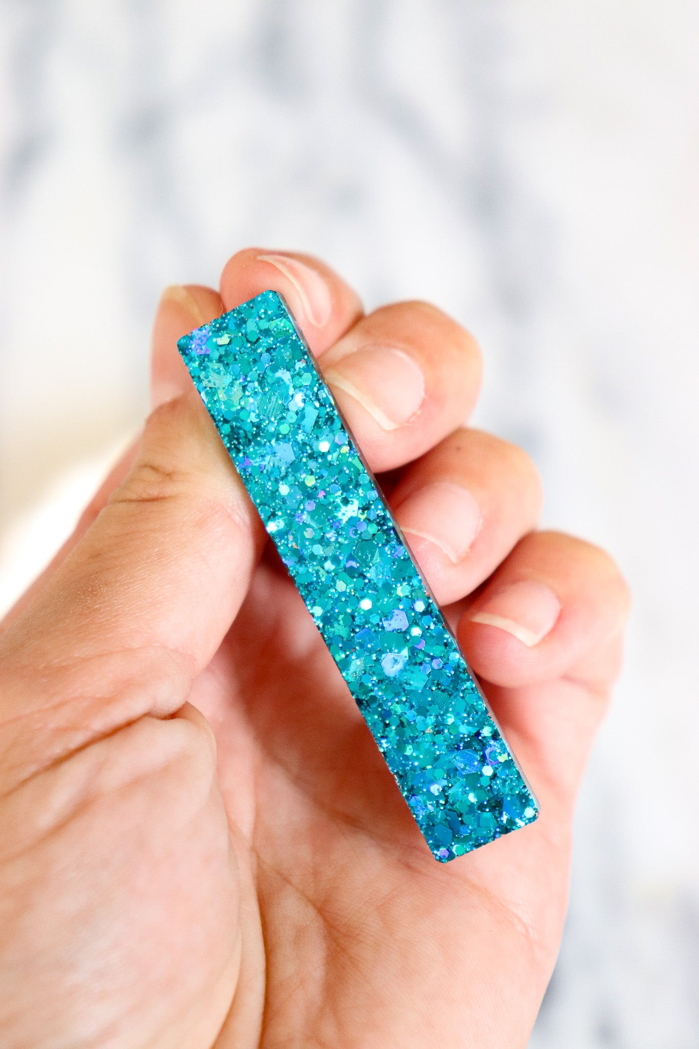 Barrette Paillettes aqua