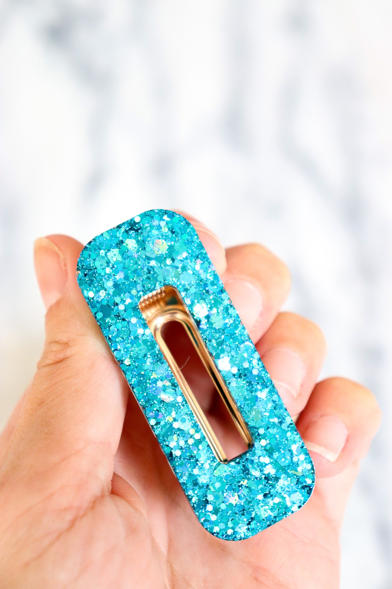 Barrette Paillettes aqua