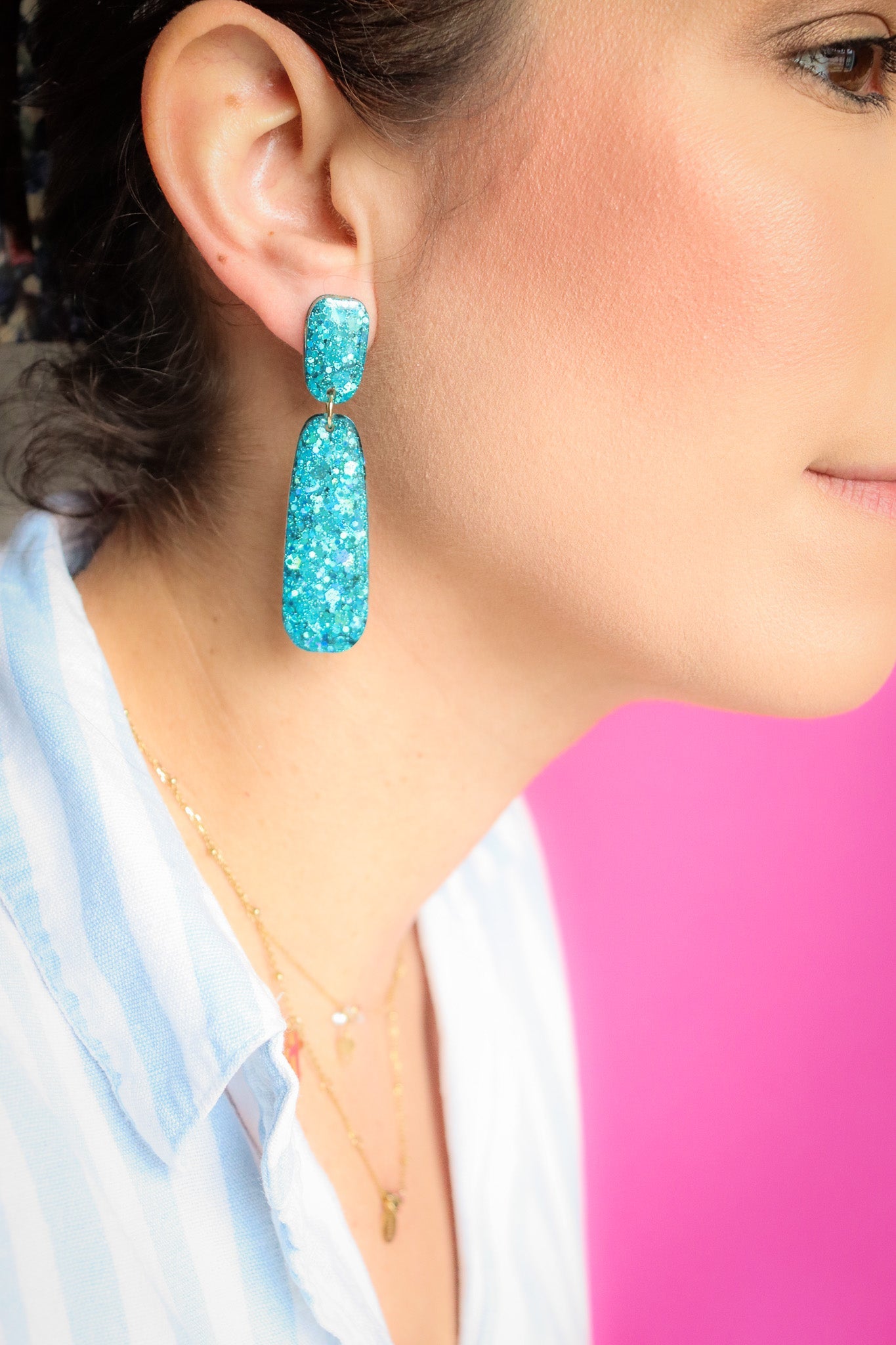 Boucles d'oreilles Gwen Résine Pailletée
