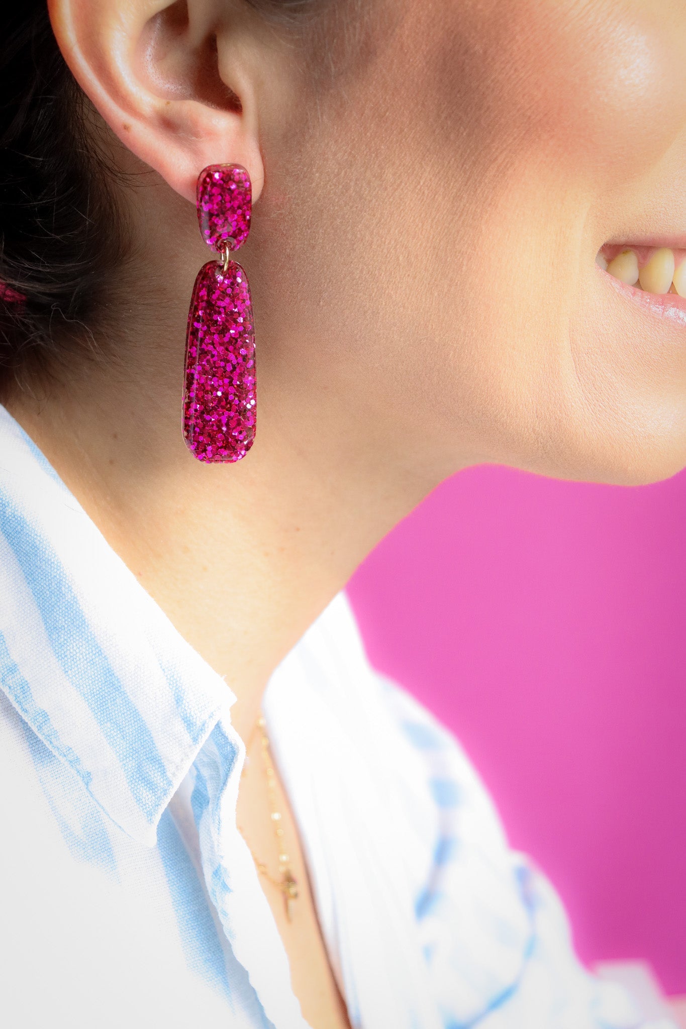 Boucles d'oreilles Gwen Résine Pailletée