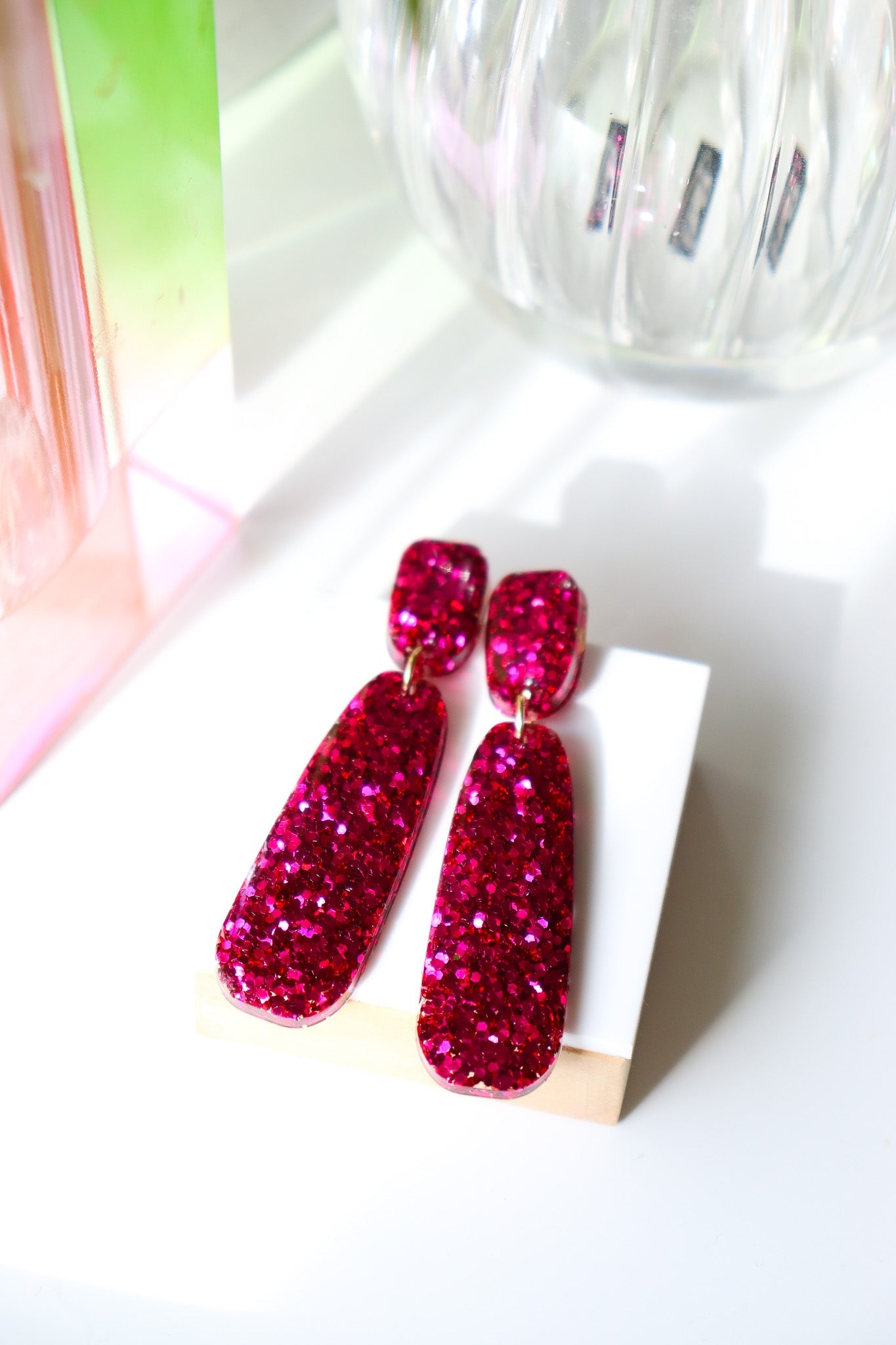 Boucles d'oreilles Gwen Résine Pailletée