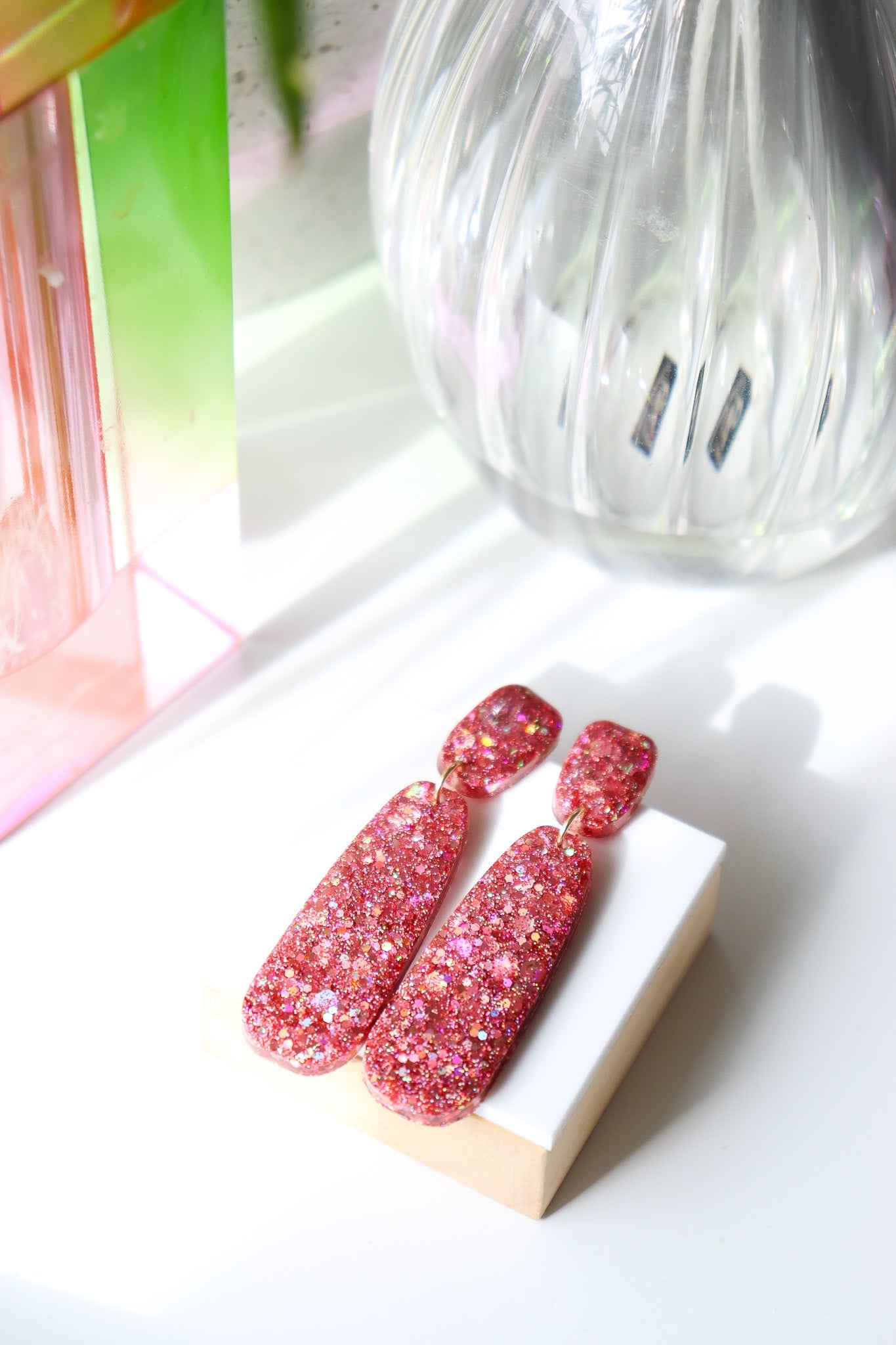 Boucles d'oreilles Gwen Résine Pailletée
