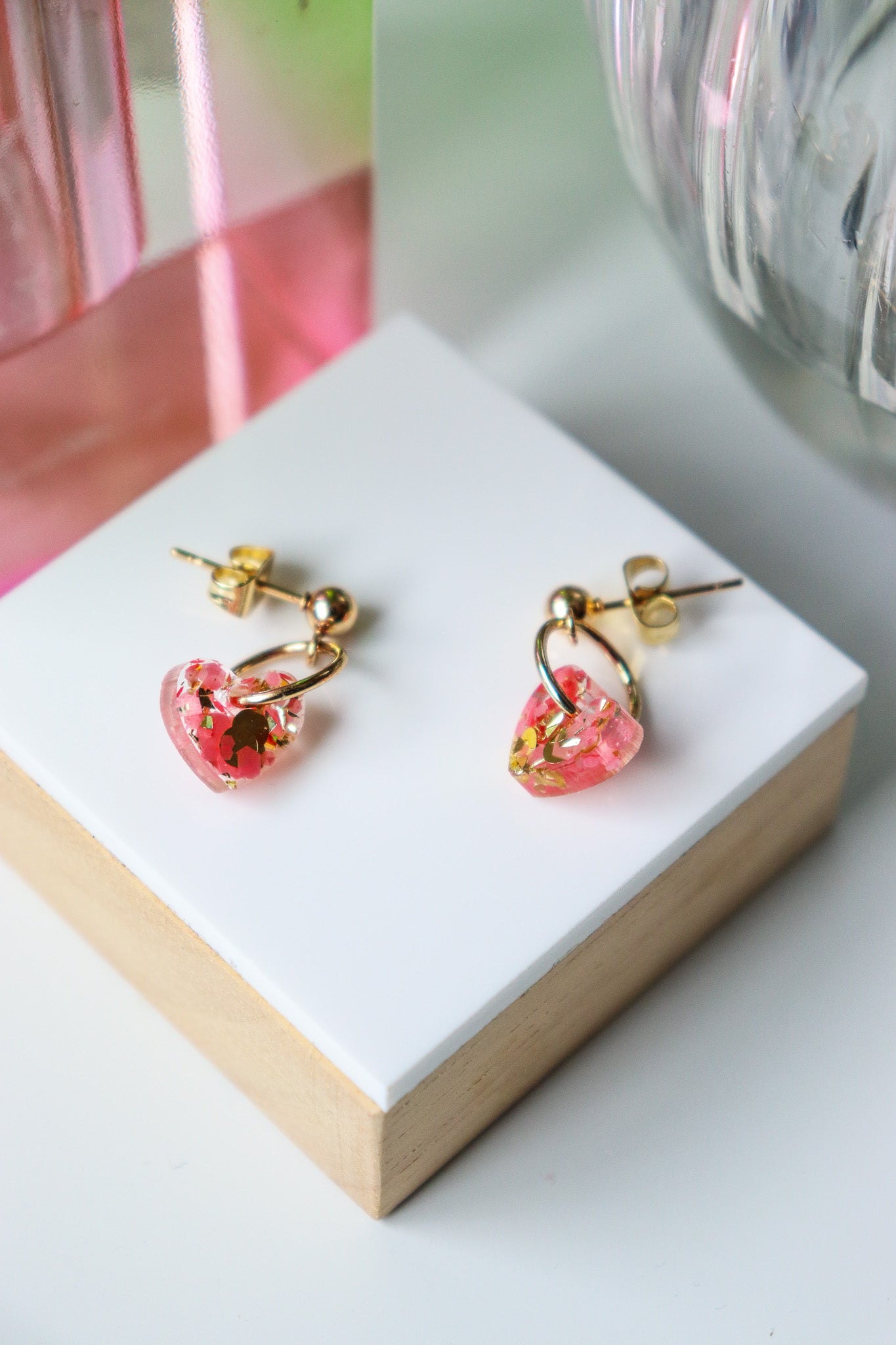 Boucles d'oreilles Lucie rose or