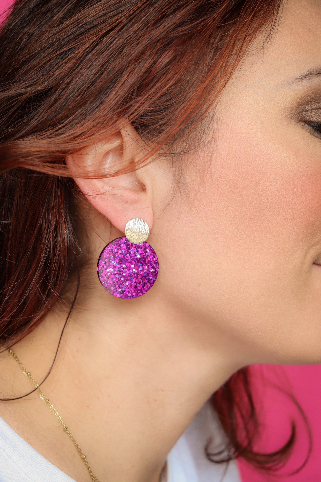 Boucles d'oreilles Béa résine à paillettes