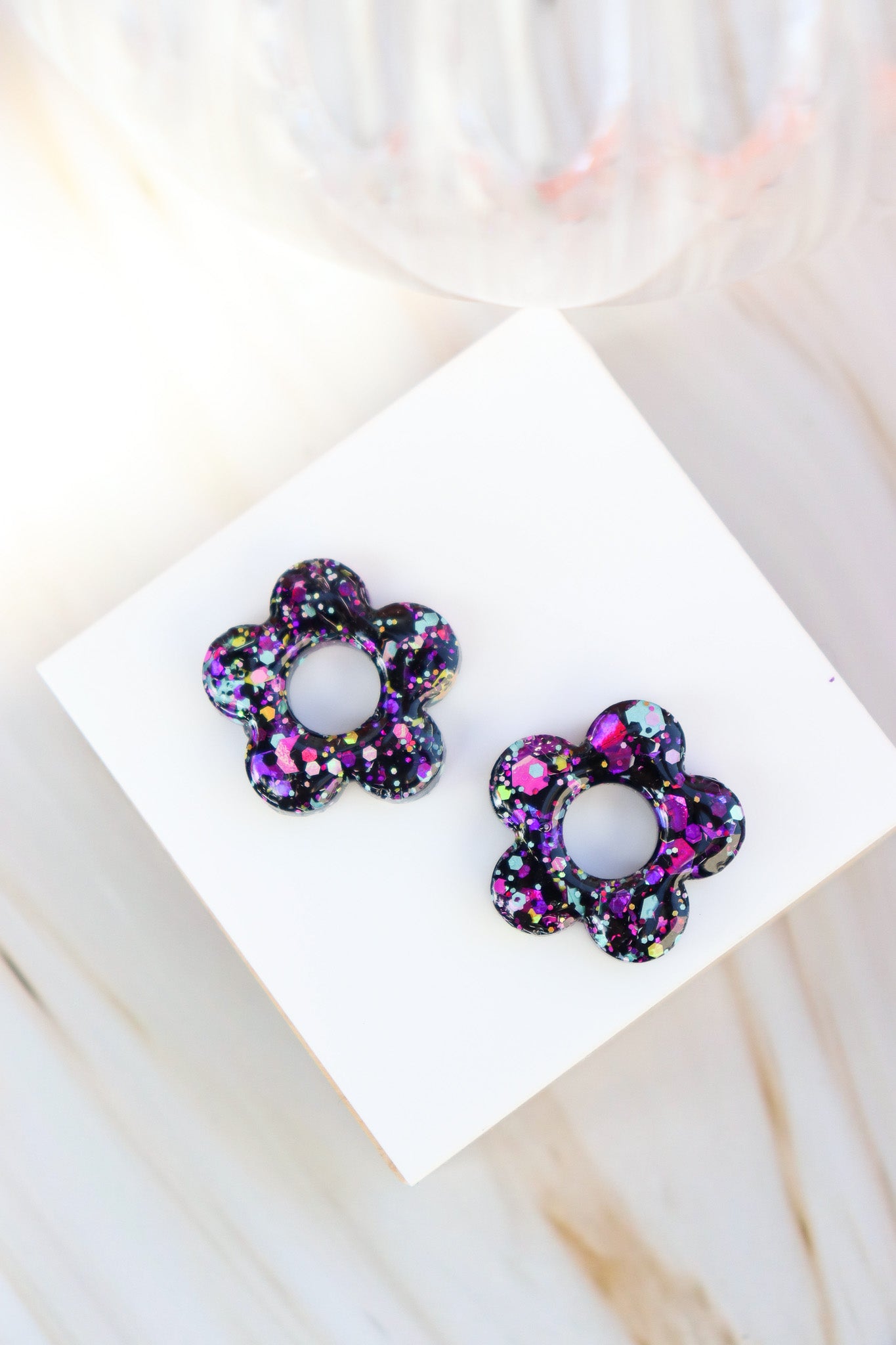 Créoles Isabelle Paillettes Noir Fluo