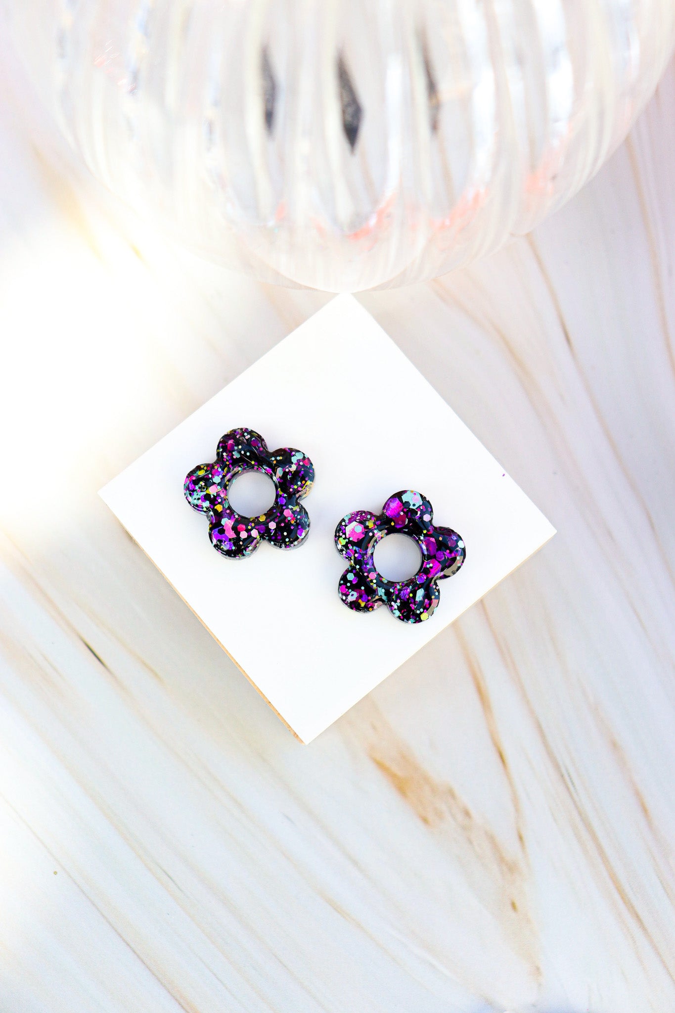 Créoles Isabelle Paillettes Noir Fluo