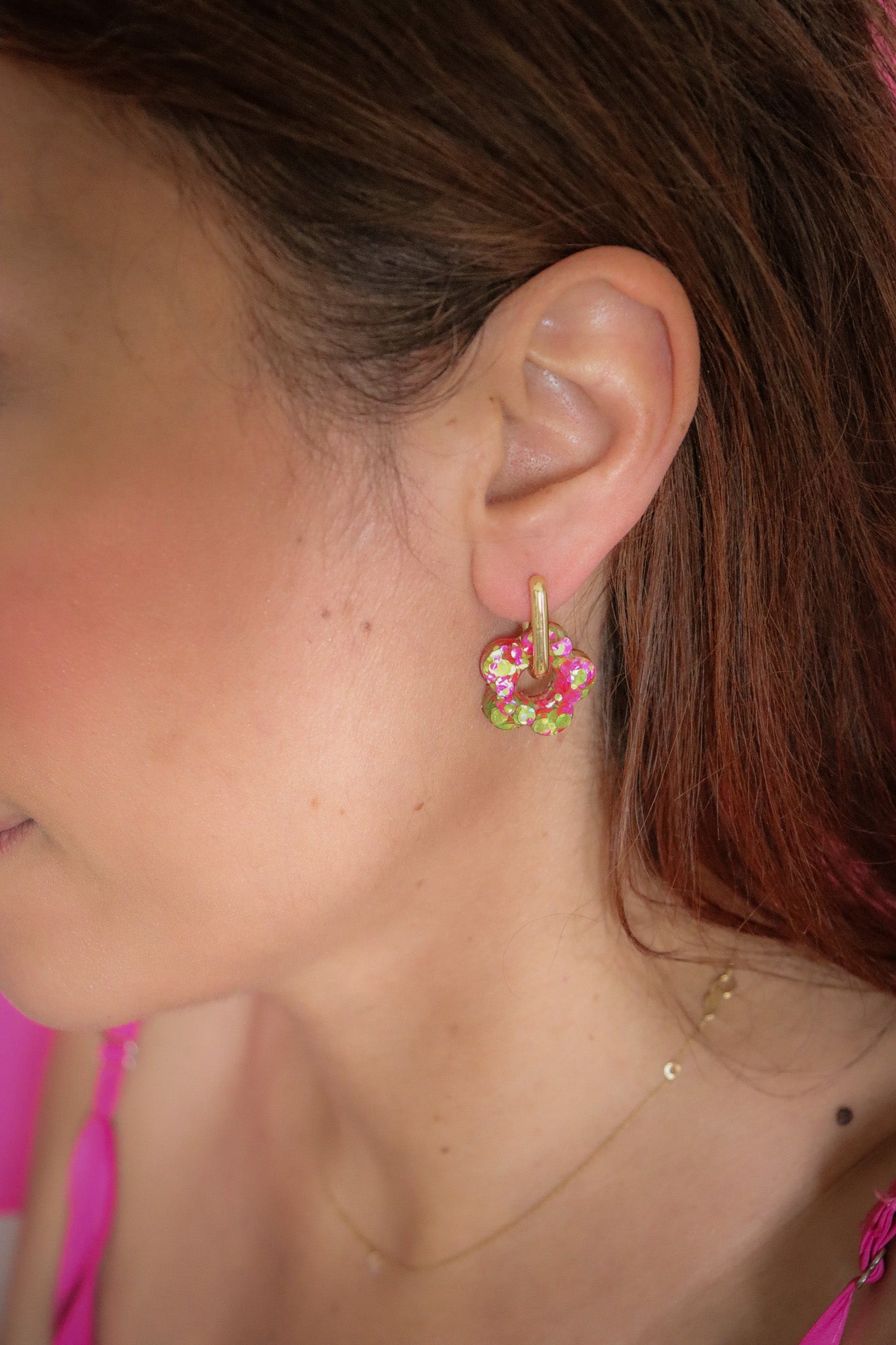 Créoles Isabelle Paillettes Citron Rose