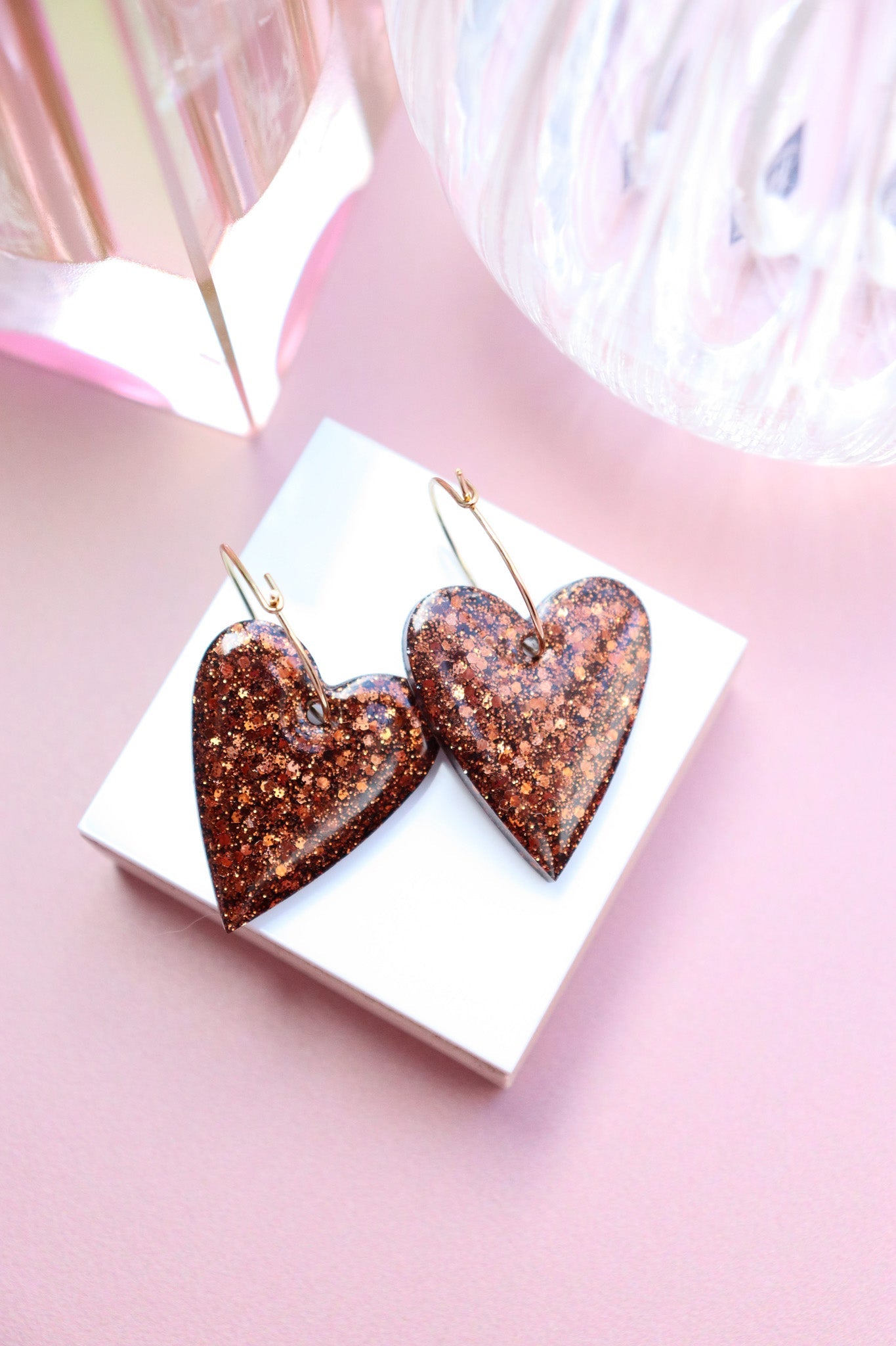 Boucles d'oreilles Mimi Résine à Paillettes