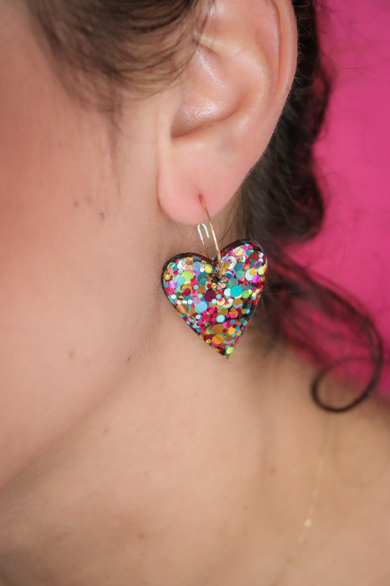 Boucles d'oreilles Mimi Résine à Paillettes