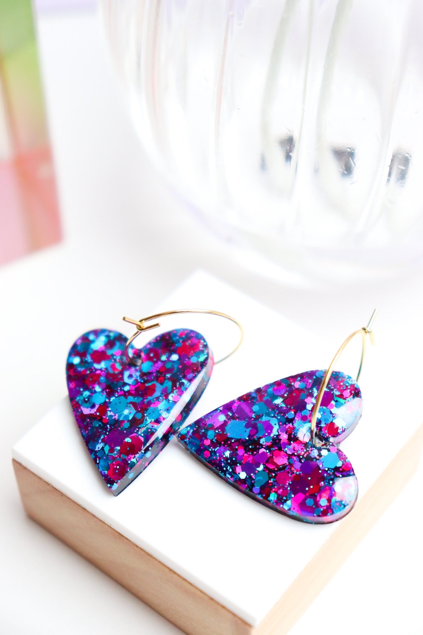 Boucles d'oreilles Mimi Résine à Paillettes
