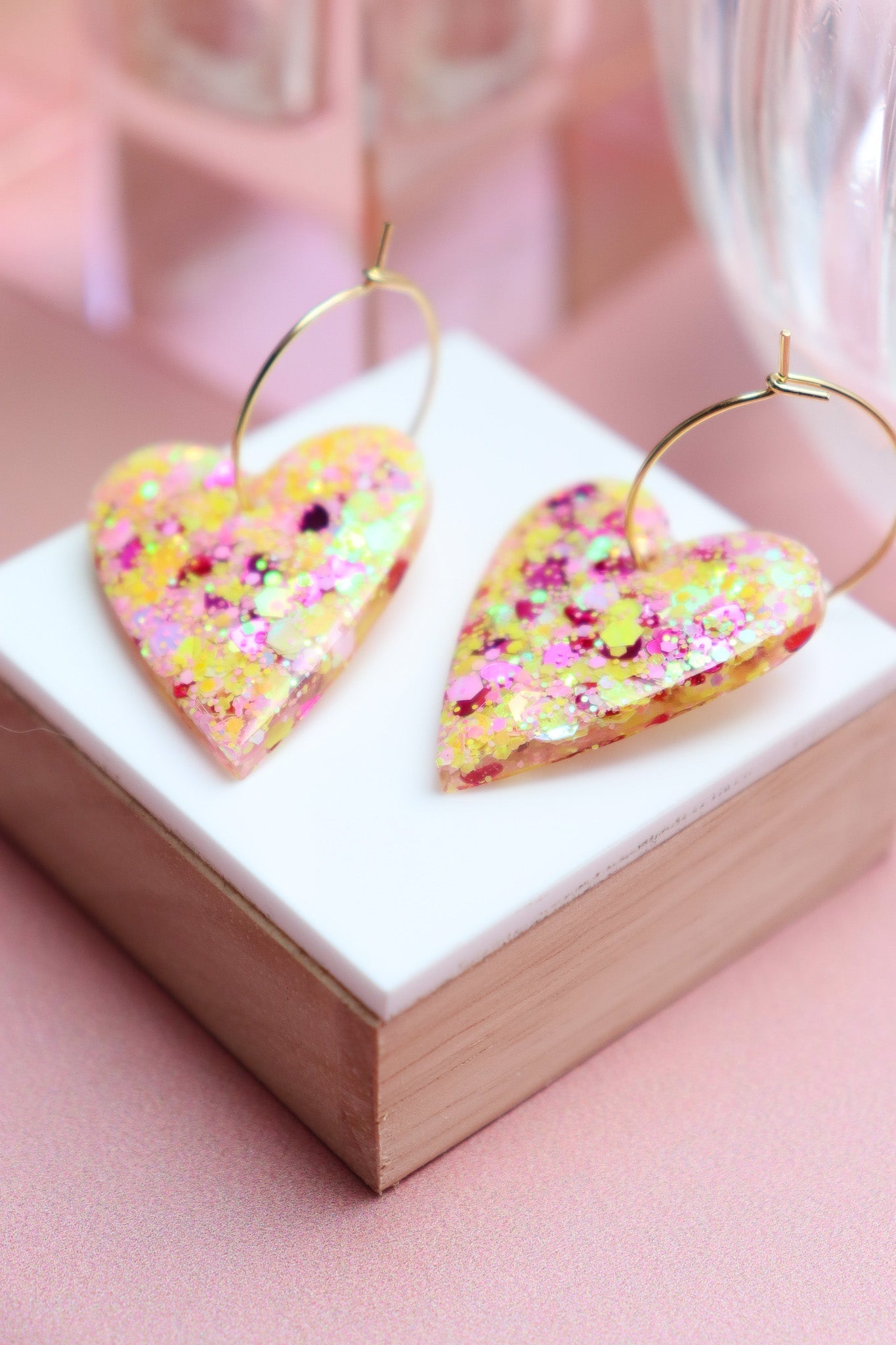 Boucles d'oreilles Mimi Résine à Paillettes