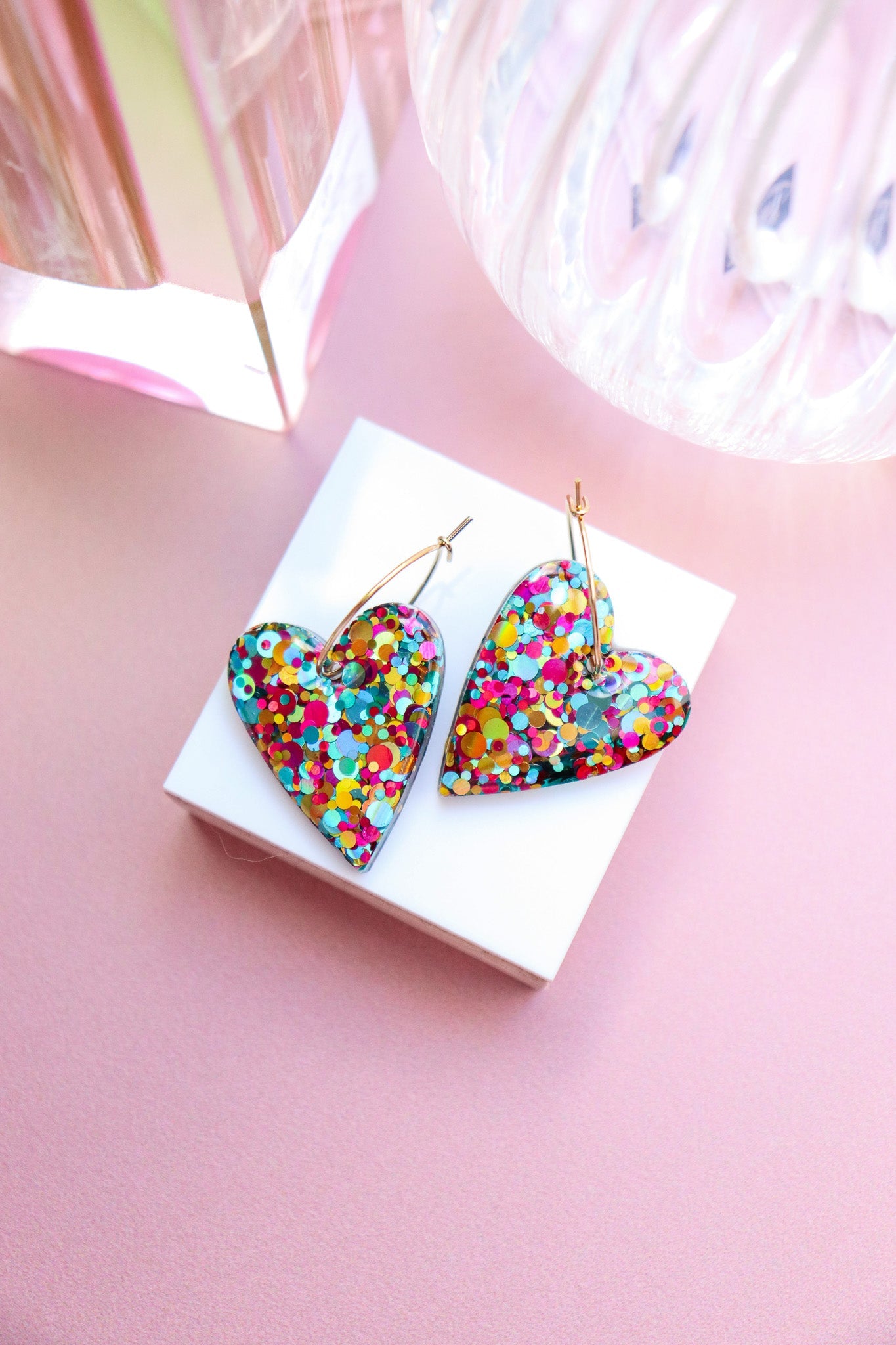 Boucles d'oreilles Mimi Résine à Paillettes