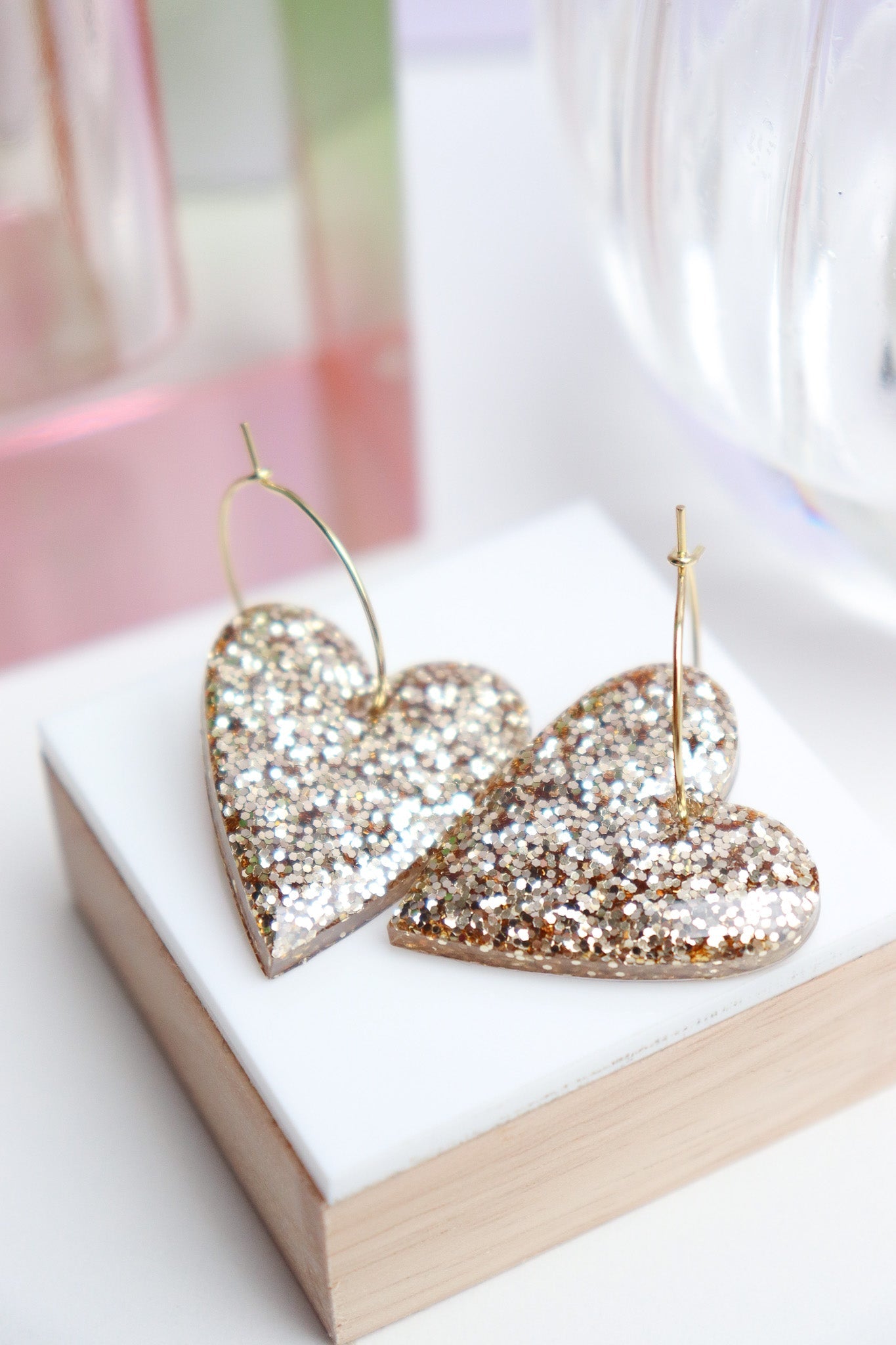 Boucles d'oreilles Mimi Résine à Paillettes