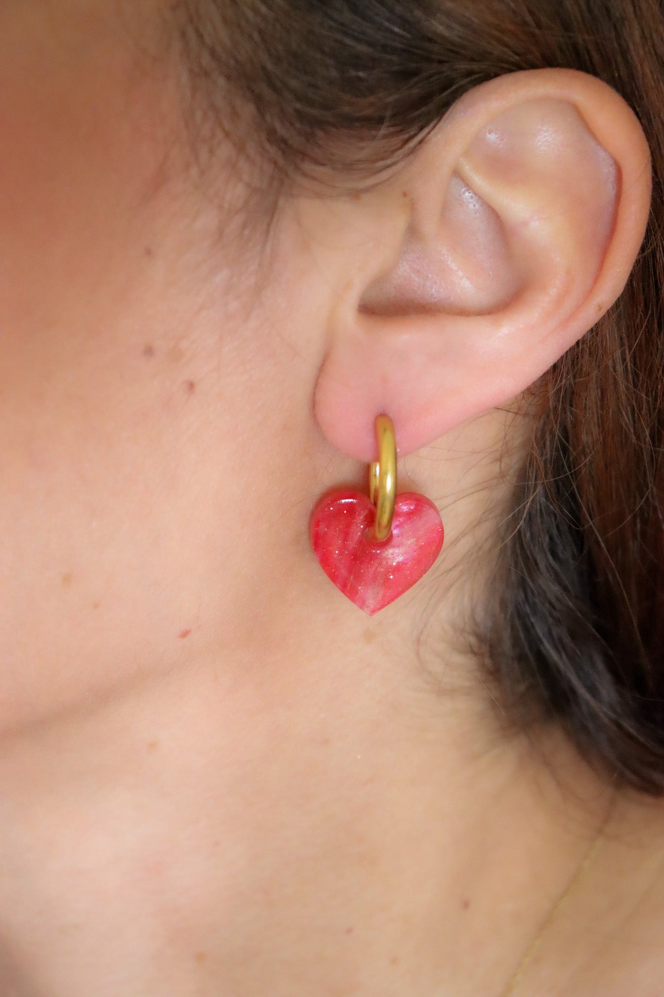 Boucles d'oreilles Victoire Nacrée Rouge