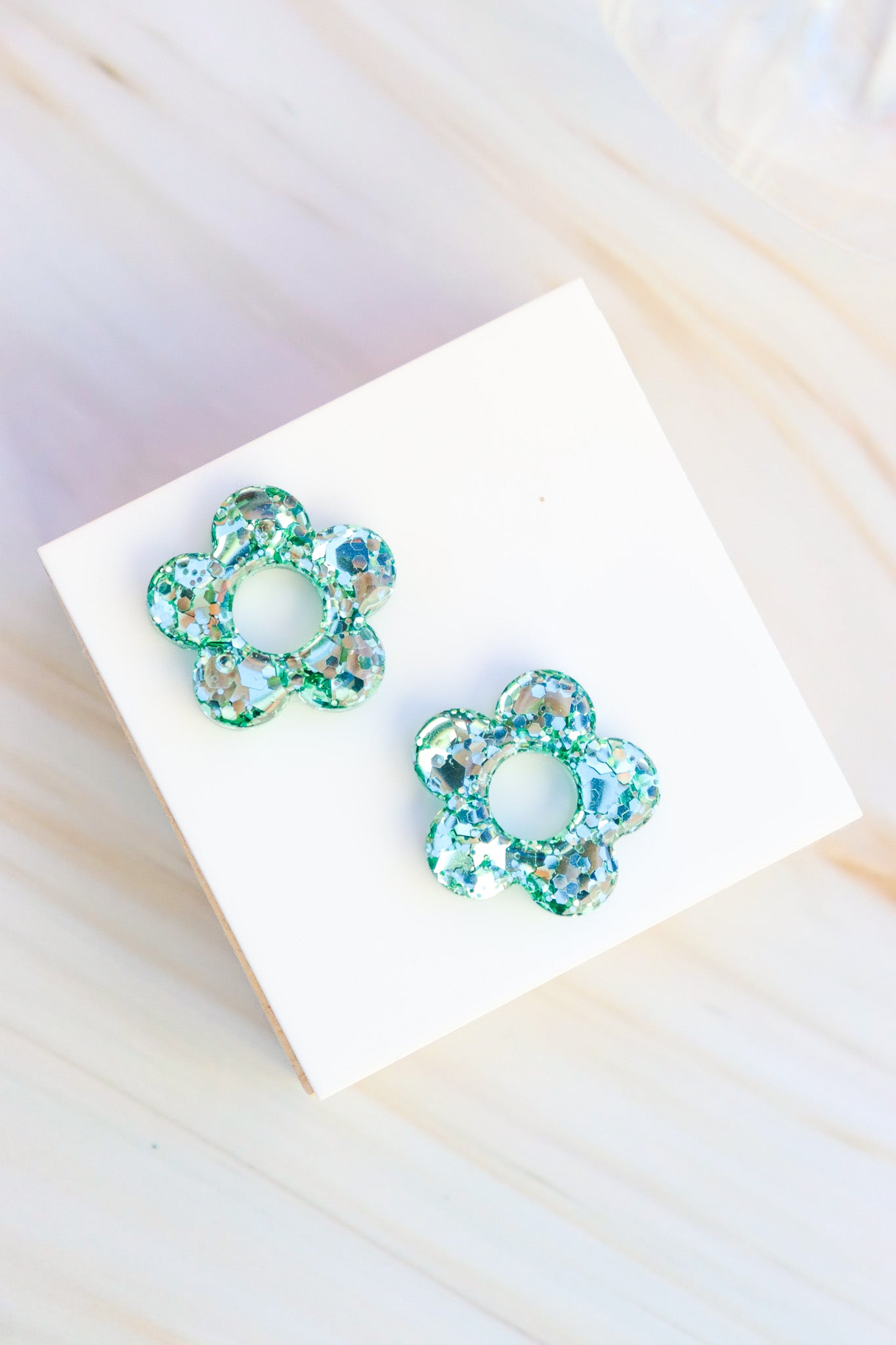 Créoles Isabelle Paillettes Vert mousse holographique