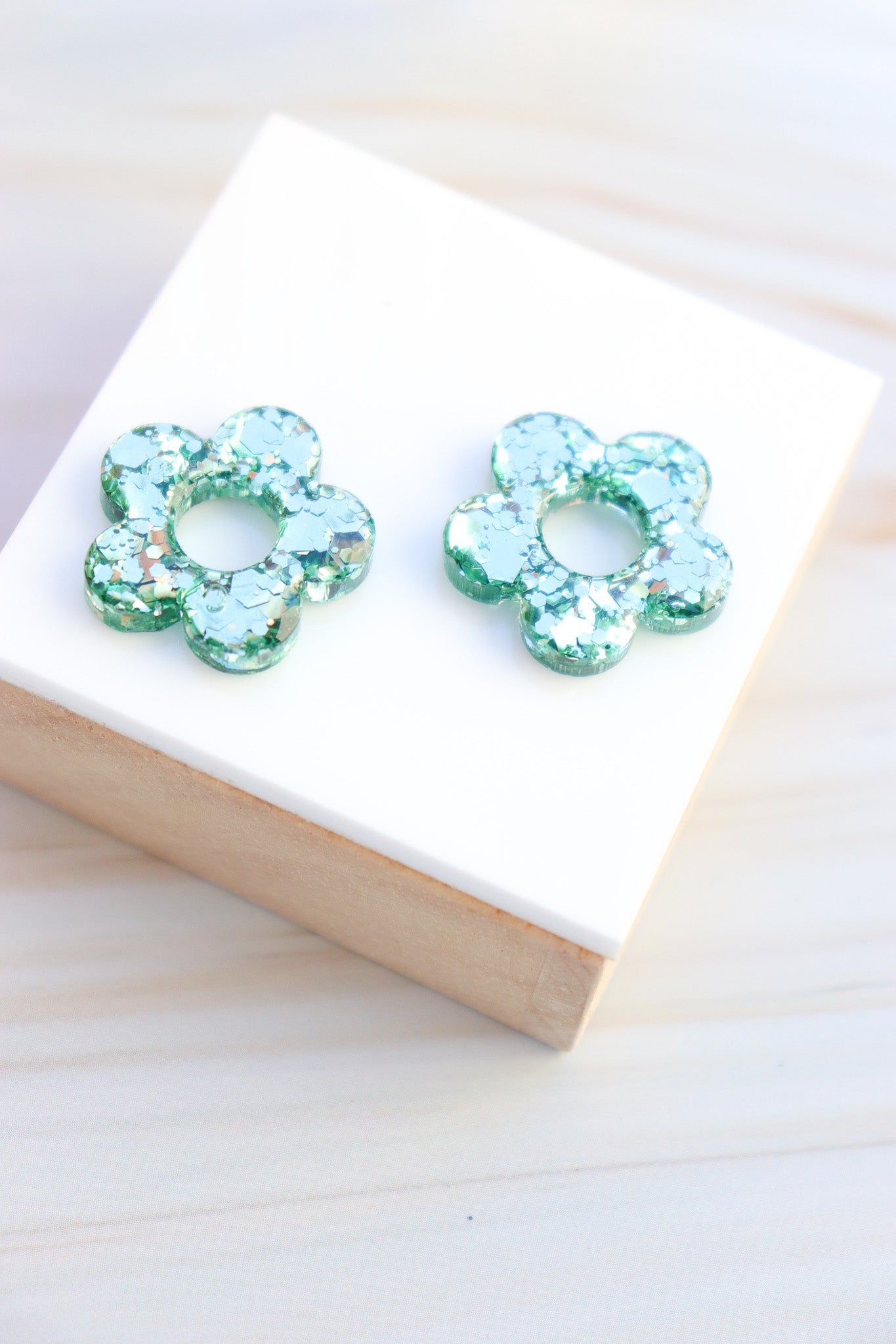 Créoles Isabelle Paillettes Vert mousse holographique