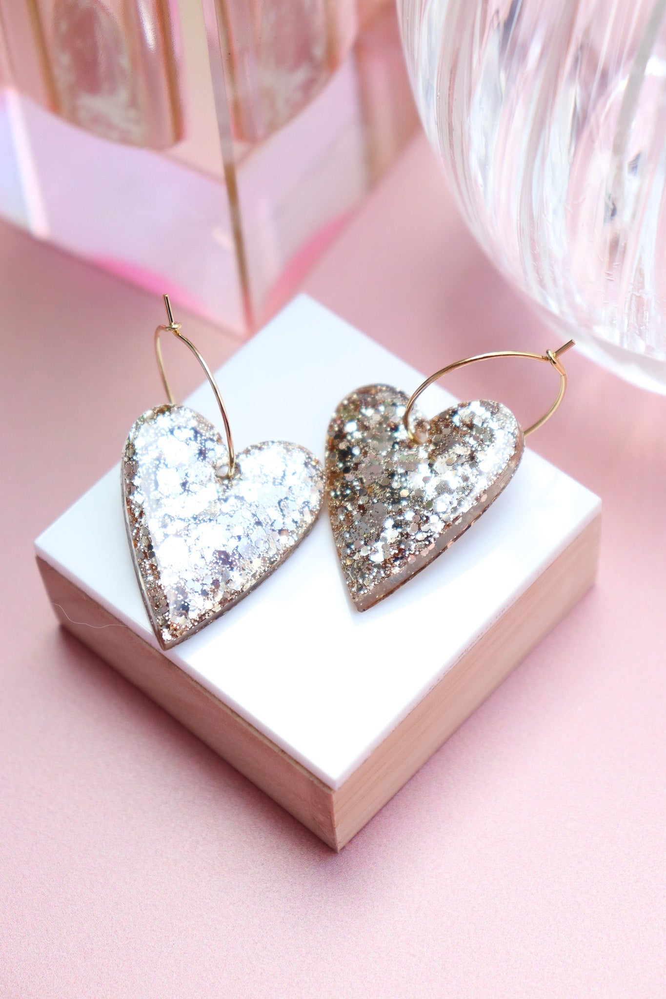 Boucles d'oreilles Mimi Résine à Paillettes