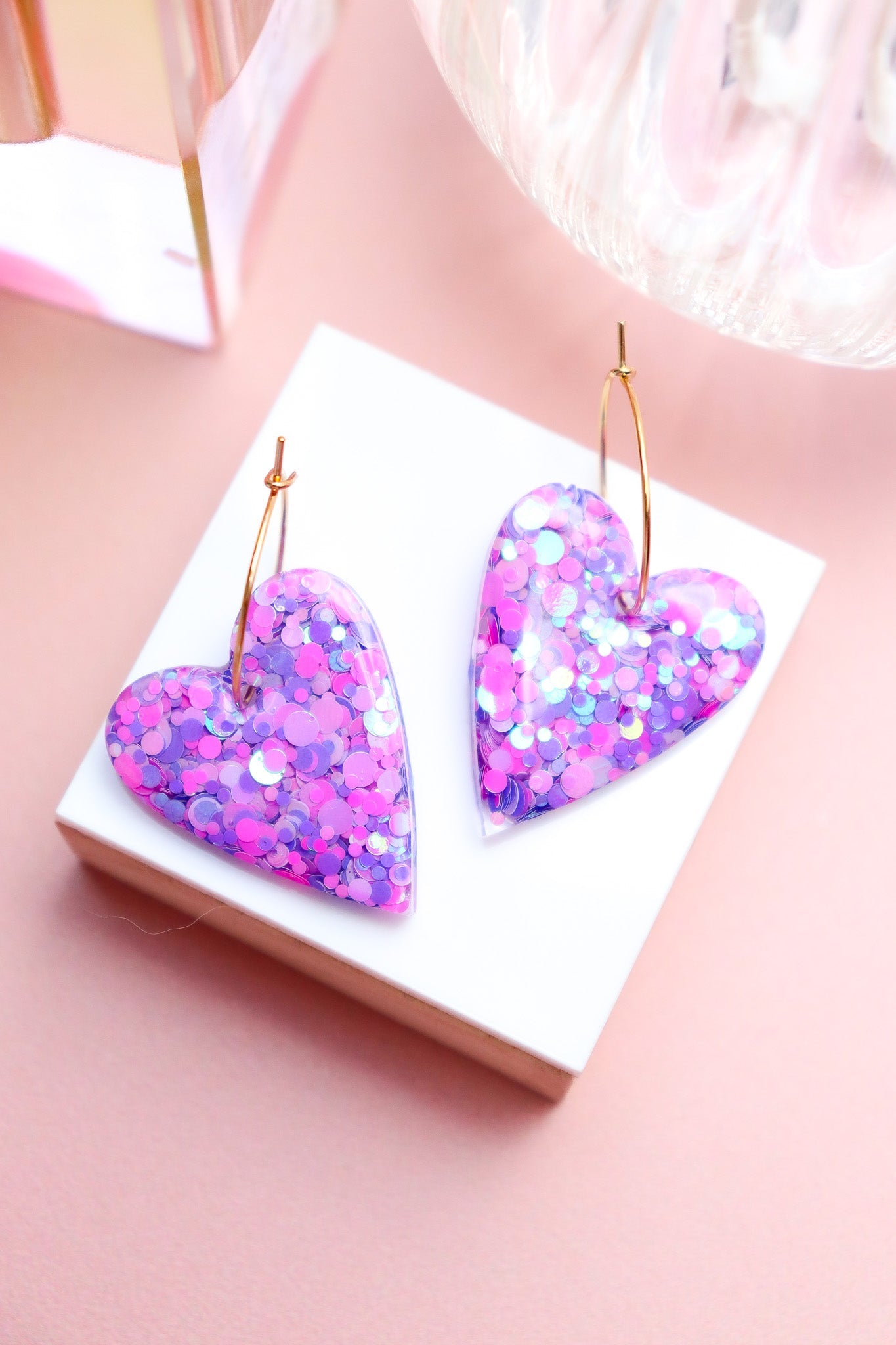 Boucles d'oreilles Mimi Résine à Paillettes