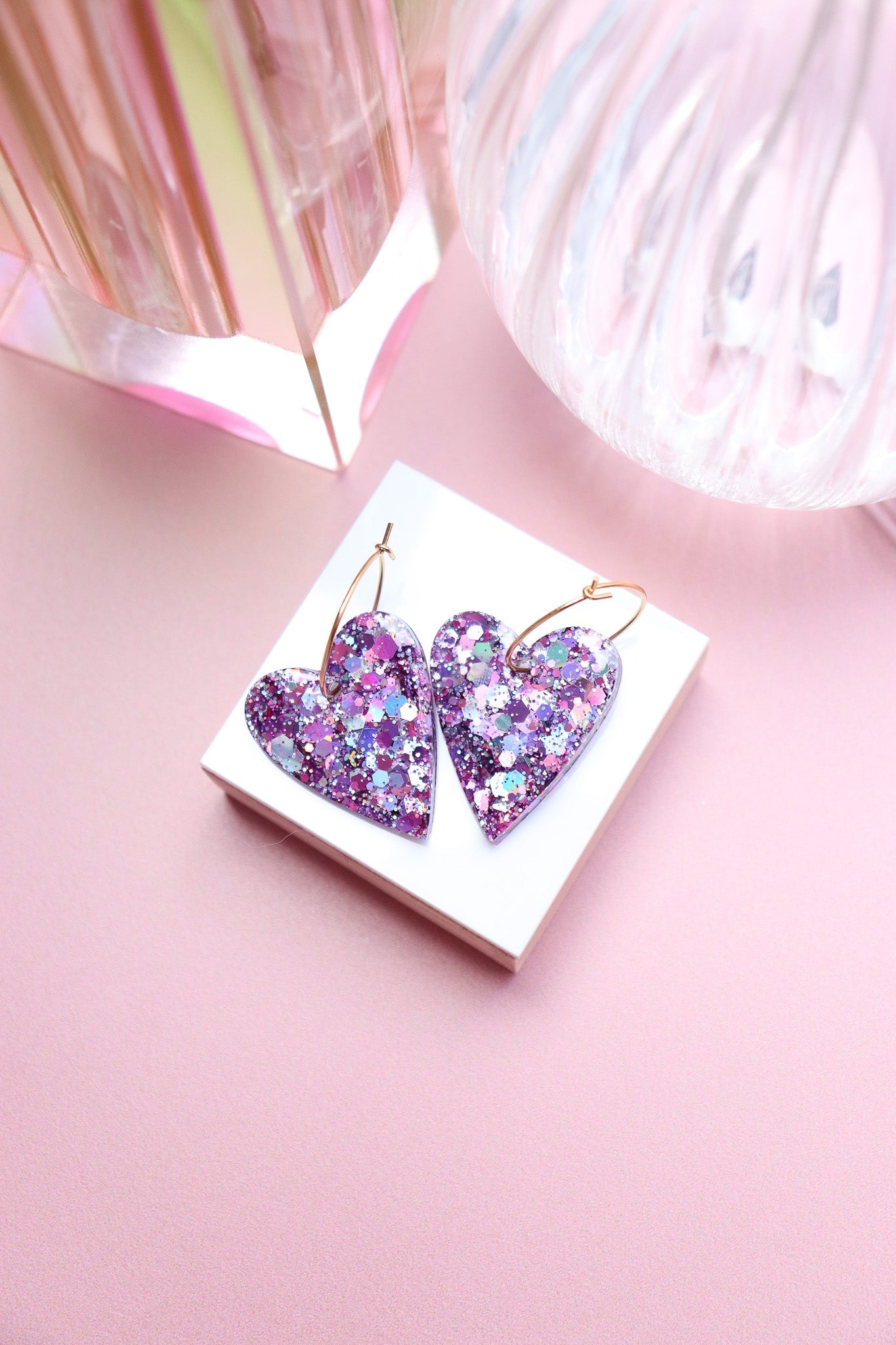 Boucles d'oreilles Mimi Résine à Paillettes